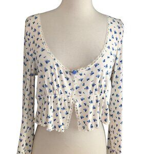 Urban Outfitters Blue Floral Crop Top